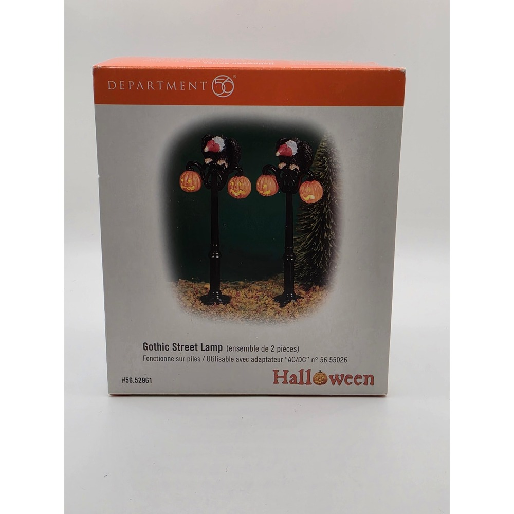 Department 56 Snow Village Halloween Gothic Street Lamp Vulture 2pc Set 56.52961